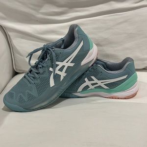 ASICS gel-resolution 8 smoke blue/white/pink womens size 9 NWOT